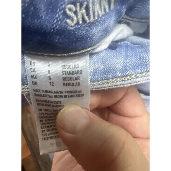American Eagle Denim Jeans Women 8 Blue Light Wash Skinny Mid Rise Super Stretch - Picture 7 of 10